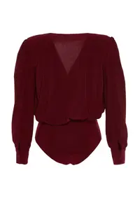 TRENDYOLMİLLA Dark Burgundy wrap snaps Knitting Bodysuit .D.0029 - Image 8