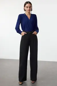 TRENDYOLMİLLA Saks Blue wrap Knitting snaps Bodysuit .D.0029 - Image 2
