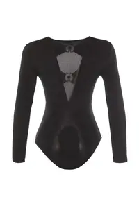 TRENDYOLMİLLA Black Window/Cut Out Detailed with accessories snaps Bodysuit .D.0014 - Image 7