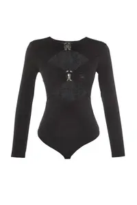 TRENDYOLMİLLA Black Window/Cut Out Detailed with accessories snaps Bodysuit .D.0014 - Image 8