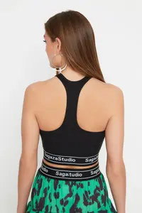 TRENDYOLMİLLA X Sagaza Studio Black Metal Accessory Detailed Knitting Bustier - Image 6