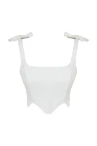 TRENDYOLMİLLA Ecru Crop underwire Weaving Bustier - Image 7