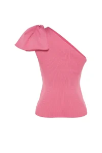 TRENDYOLMİLLA Pink Single Arm Bow Detailed Knitwear Blouse - Image 10