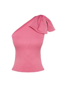 TRENDYOLMİLLA Pink Single Arm Bow Detailed Knitwear Blouse - Image 8