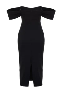 TRENDYOLMİLLA Black Body-Fitting Corset Detailed Weaving Chic Evening Gown Night Graduation Dress - Image 11