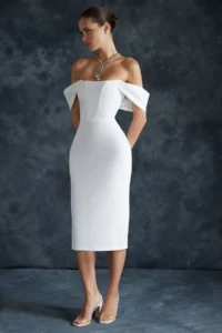TRENDYOLMİLLA Bridal White Fitted Corset Detailed Weaving Chic Evening Gown Night Graduation Dress