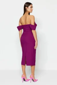 TRENDYOLMİLLA Purple Bodycon Corset Detailed Weaving Chic Evening Gown Night Graduation Dress - Image 5