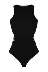 TRENDYOLMİLLA Black with accessories Window/Cut Out Detailed snaps Knitting Bodysuit .D.00044 - Image 7
