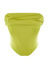 TRENDYOLMİLLA Light Green Crop Lined Corset Detailed Knitting Bustier - Image 6