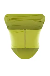 TRENDYOLMİLLA Light Green Crop Lined Corset Detailed Knitting Bustier - Image 8