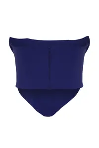 TRENDYOLMİLLA Saks Blue Crop Lined Corset Detailed Knitting Bustier - Image 8