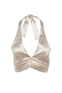 TRENDYOLMİLLA Beige Crop Lined Weaving Satin Bustier - Image 6