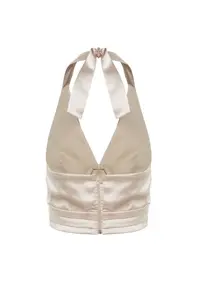 TRENDYOLMİLLA Beige Crop Lined Weaving Satin Bustier - Image 8