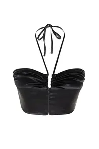 TRENDYOLMİLLA Black Crop Lined Weaving with accessories Satin Bustier - Image 8
