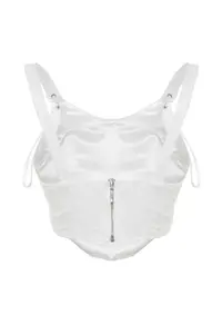 TRENDYOLMİLLA Ecru Crop Lined Piped Corset Detailed Knitting Lace Bustier - Image 8