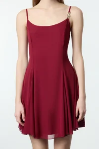 TRENDYOLMİLLA Burgundy A-Cut with accessories Lined Siphon Short Evening Gown Flight Flight Night Graduation Dress - Image 5
