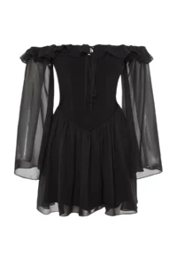 TRENDYOLMİLLA Black A-Kesim Lined with flywheel Boho Weaving Siphon Short Evening Gown Gece Graduation Dress - Image 8