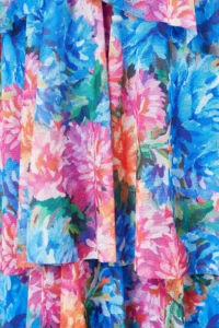 TRENDYOLMİLLA Multicolored Lined A-Cut Floral Tulle Knitting Short Flight Flight Evening Gown Graduation Dress - Image 7