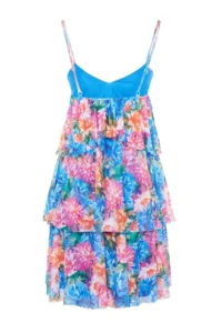 TRENDYOLMİLLA Multicolored Lined A-Cut Floral Tulle Knitting Short Flight Flight Evening Gown Graduation Dress - Image 8