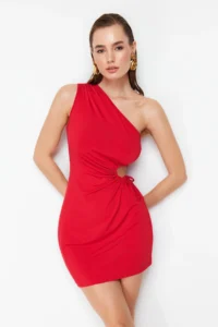TRENDYOLMİLLA Rejection Fitted Waist Low-cut Knitting Evening Gown Night Graduation Dress - Image 2
