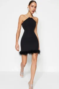 TRENDYOLMİLLA Black Body-Fitting Shiny Stone Weaving Short Chic Evening Gown her dress - Image 2