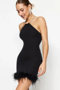 TRENDYOLMİLLA Black Body-Fitting Shiny Stone Weaving Short Chic Evening Gown her dress - Image 3