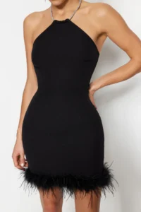 TRENDYOLMİLLA Black Body-Fitting Shiny Stone Weaving Short Chic Evening Gown her dress - Image 4