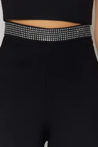 TRENDYOLMİLLA Black Stone Belt Detailed Weaving Pants - Image 5