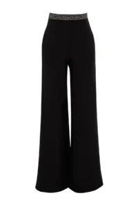 TRENDYOLMİLLA Black Stone Belt Detailed Weaving Pants - Image 7