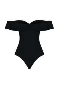 TRENDYOLMİLLA Black Flounce Detailed Frilly snaps Knitting Bodysuit .D.00014 - Image 8