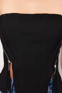 TRENDYOLMİLLA Black Zippered Weaving Bustier - Image 5