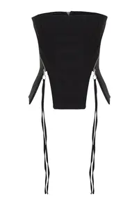 TRENDYOLMİLLA Black Zippered Weaving Bustier - Image 7