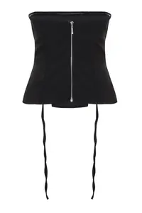 TRENDYOLMİLLA Black Zippered Weaving Bustier - Image 8