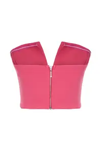 TRENDYOLMİLLA Pink Crop Bow Detailed Weaving Bustier - Image 8