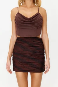 TRENDYOLMİLLA Brown Corset Detailed Knitting Tulle Blouse - Image 5