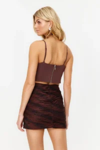 TRENDYOLMİLLA Brown Corset Detailed Knitting Tulle Blouse - Image 7