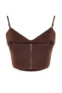 TRENDYOLMİLLA Brown Corset Detailed Knitting Tulle Blouse - Image 8