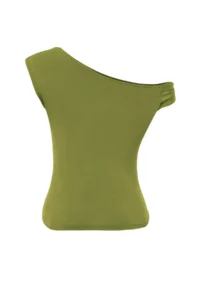 TRENDYOLMİLLA Oil Green Plain Asymmetric Collar Sleeveless Knitting Sandy Elegant/Evening Blouse - Image 7