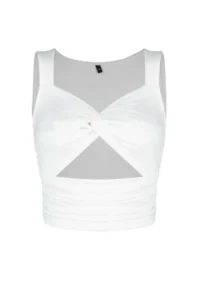 TRENDYOLMİLLA White Crop Window/Cut Out Detailed Knitting Blouse - Image 13