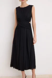 TRENDYOLMİLLA Black Floral Skirt Opened at Waist Cut Out Knitting Tulle Maxi Lined Elegant/Evening Dress - Image 3
