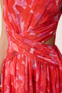 TRENDYOLMİLLA Pink-Multicolored A-Cut Cut Out/Window Detailed Flight Tulle Evening Gown Graduation Dress - Image 3