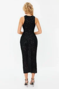 TRENDYOLMİLLA Black Body-Fitting Knitting shiny Sequin Knitting Sequin Chic Evening Gown her dress - Image 6