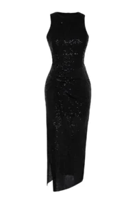 TRENDYOLMİLLA Black Body-Fitting Knitting shiny Sequin Knitting Sequin Chic Evening Gown her dress - Image 7
