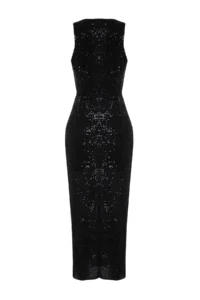 TRENDYOLMİLLA Black Body-Fitting Knitting shiny Sequin Knitting Sequin Chic Evening Gown her dress - Image 8