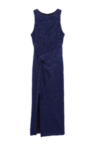 TRENDYOLMİLLA Navy Blue shiny Pullu Sequin LONG Evening Gown Gece Graduation Dress - Image 7