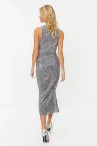 TRENDYOLMİLLA Silver Body-Fitting shiny Sequin Knitting Sequin Chic Evening Gown her dress - Image 8