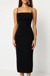 TRENDYOLMİLLA Black shiny Knitting Chic Evening Gown her dress - Image 5