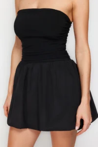 TRENDYOLMİLLA Black A-Kesim Weaving Short Chic Evening Gown Gece Graduation Dress - Image 4