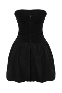 TRENDYOLMİLLA Black A-Kesim Weaving Short Chic Evening Gown Gece Graduation Dress - Image 8