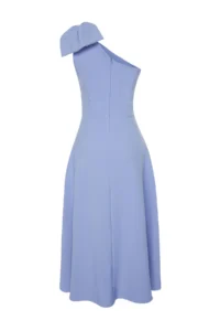 TRENDYOLMİLLA Light Blue A-Line Bow Detailed Weaving Chic Evening Gown Dress - Image 6